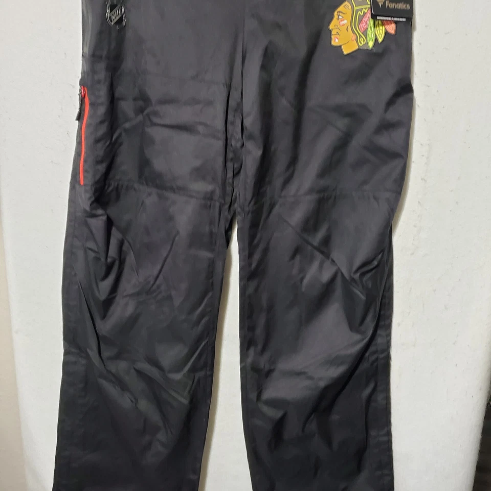 芝加哥黑鹰队裤子男式中号黑色狂热分子 NHL 正品职业运动 — 第 3/4 张图片