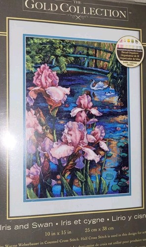 Dimensions The Gold Collection Iris and Swan Counted Cross Stitch Kit - Picture 2 of 4
