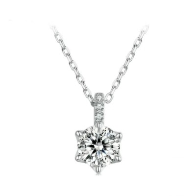 1ct Collier 18K Weißgold Diamant Testpass Laborgefertigt VVS1/D/Top 45cm