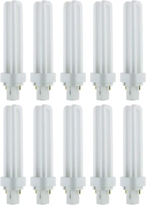 10Pack Compact Fluorescent Light, U-Shaped Twin Tube, 2700K, 18W, G24D-2, 1080LM