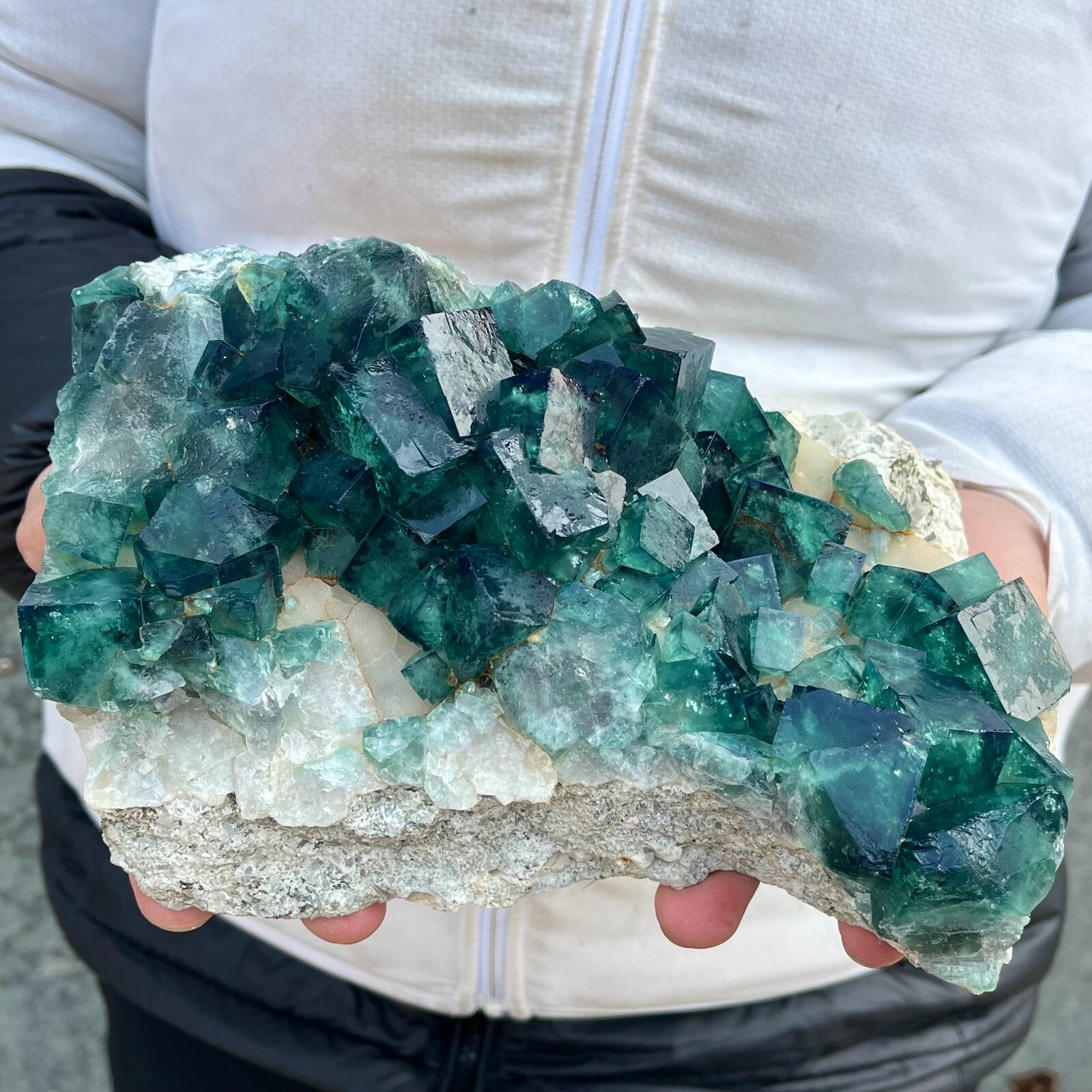 9.4lb Natural Green Fluorite and Quartz Crystal Cluster for Healing