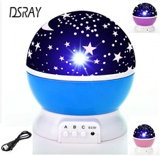 Lampara de Bebe o Niños para Dormitorio Proyector Giratorio Cielo Estrellado LED