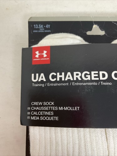 Under Armour Youth Charged Cotton Crew Socks Multi White 6-Pairs 13.5k - 4Y - Picture 3 of 8