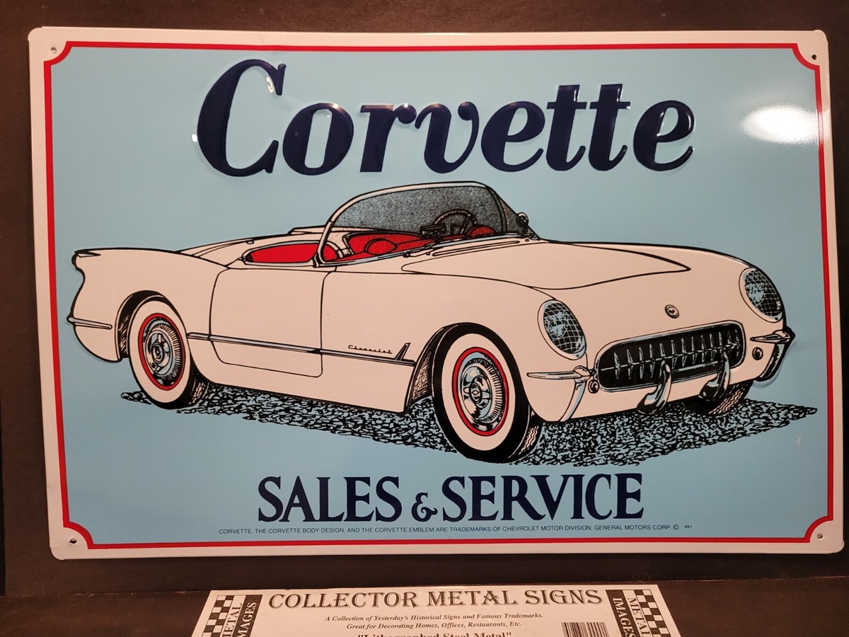 アンティーク　ホーロー　サイン　プレート看板　 　CORVETTE アメリカレア FORD ヴィンテージ ホーローサイン アメリカ 看板 モーター系
