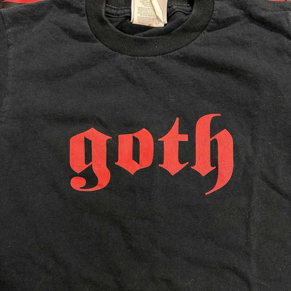 Camiseta negra vintage Y2K Goth Grunge para mujer talla XXS Jerzees ropa deportiva Foto 3 de 4