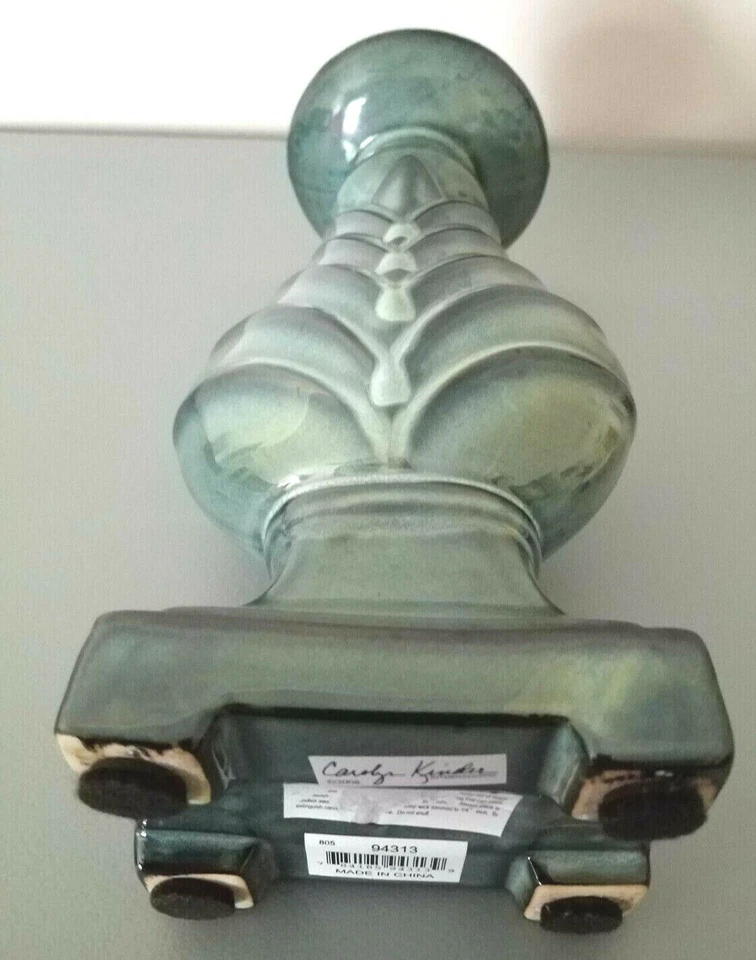 Jarrón de cerámica verde azul candelabro Carolyn Kinder Gentine NUEVO 12,5" de alto Foto 4 de 4