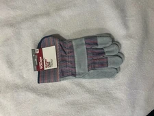 Ironton Split Cowhide Palm Work Gloves, leather, one size fits most, 1 pair