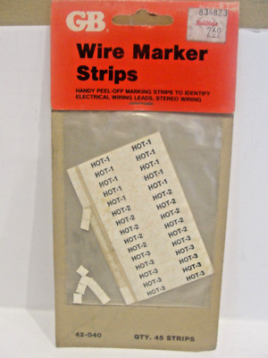 GB Wire Peel-Off Marker Strips, Qty. 45 Strips, 42-040