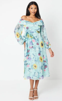 Coast Bardot printed chiffon dress sage size 8 Brand new with tags ASCOT  WEDDING | eBay UK