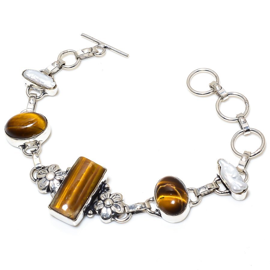 SILVER925 TIGER EYE BRACELET/シルバー/ブレスレット Tiger Eyes Silver Bracelet 925 Sterling Silver Bracelet