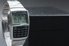 Vintage Near MINT/N Batt,Box CASIO Data Bank DBC-32 Calculator Silver Mens JAPAN