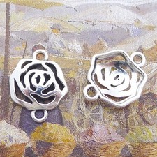 Clearance 50PCS Silver Tone FLOWER Connector Charm Pendant, Rose Charm JHS819