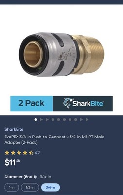 SharkBite 3/4 Inch EvoPEX Male Adapter, Pack of 2, Push to Connect Plumbing
