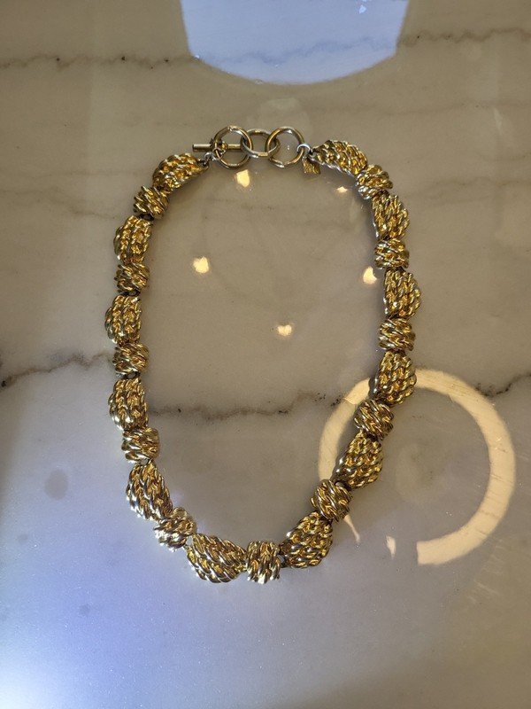 Vtg Anne Klein Chunky Goldtone Chain 18" Necklace Roped Style Womens Jewelry L2