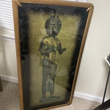 Extremely Rare Gold Framed Print of Statue of Karomama by Turner Design 1968