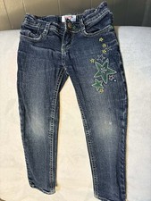 OshKosh B'gosh Girls Straight Blue Jeans Size 4 Star Embroidered Denim