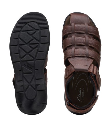 Herren Clarks Walkford Fischer Sandale - braunes Leder, Größe 7 M US [26171793 - Bild 7 von 7