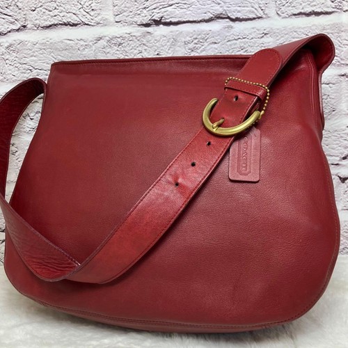 Coach 4161 Schultertasche Umhängetasche Leder rot Logo Anhänger Vintage aus Japan - Bild 15 von 24