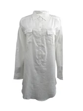 Aqua Swim Women's Utility Shirt Dress Swim Cover-Up  (M, White)