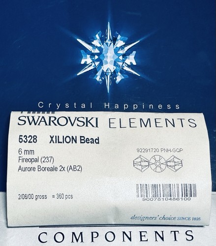 Swarovski 5328 6mm Fireopal AB 2X Sealed Pack Austrian Crystal Rare Crystals