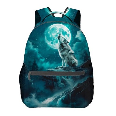 Howling Wolf Moon Backpack Travel Backpacks Laptop Rucksack,School Bookbag fo...