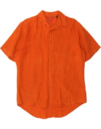 TIMBERLAND Mens Short Sleeve Shirt Small Orange Linen CX13 - Picture 1 of 3