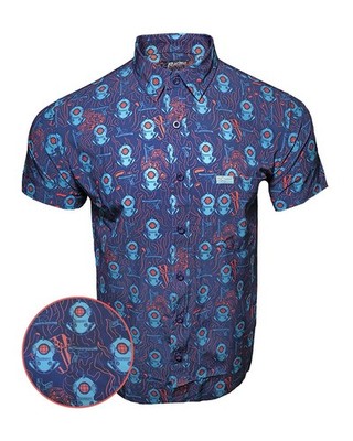 Retro Rifle Deep Dive Button Down Shirt Size Small