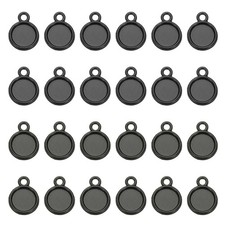 50Pcs Round Blank Pendant Trays 8mm Bezels Settings Black