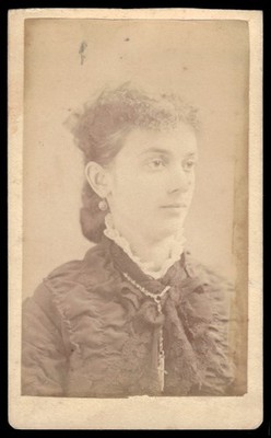 Antique CDV Circa 1880s H. A. Mills.  Young Lady Dark Dress, Camde. ME.