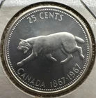 very fine 1867-1967 Canada Lynx Quarter BU Canadian .800 Silver Coin