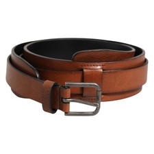 DOLCE & GABBANA Belt Brown Classic Gold Metal Logo Buckle Men 90cm / 36in 560usd