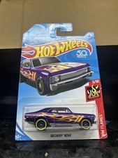 2018 Hot Wheels #32 HW Flames 3/10 '68 CHEVY NOVA Purple w/Black DD8 Spoke Wheel