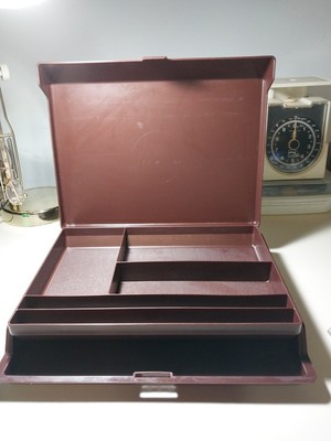 Vintage Tupperware Personal Valet Wakeup Organizer With Seal Tray #1869 Brown T1