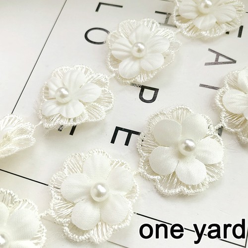 1 Yard DIY Handmade High Quality Organza Lace Trim Embroidered Flower
