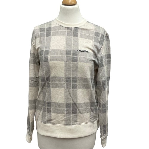 Calvin Klein Plaid Long Sleeve Sleepwear Top Beige XS - Picture 2 of 12