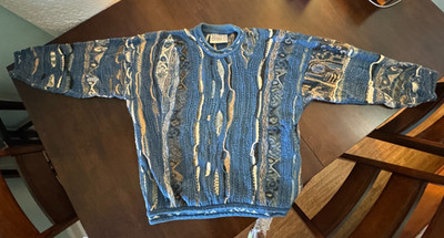 COOGI Blue Crewneck Sweater Men's XL Vintage Australia Cotton 90s BIGGIE HIP HOP