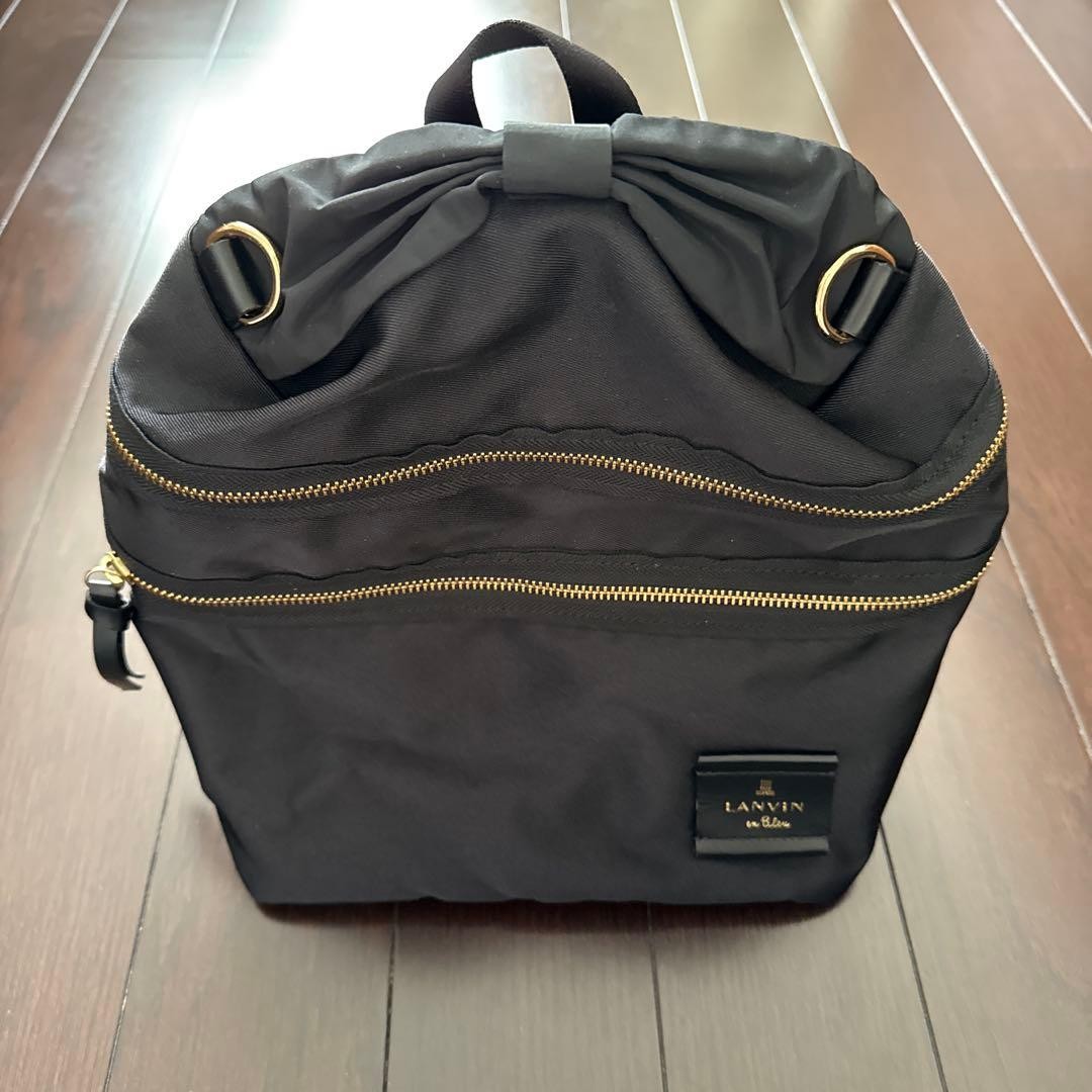 LANVIN Black Nylon Backpack Adjustable Straps Nea… - image 1