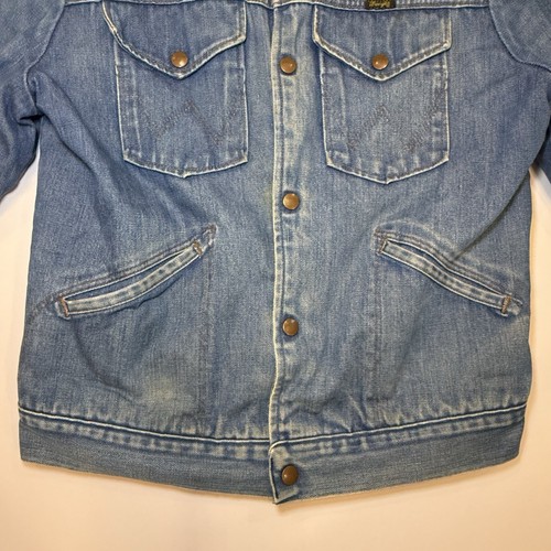 Vintage 70s Wrangler Denim Blanket Lined Trucker Jeansjacke Cowboy USA - LESEN - Bild 8 von 18