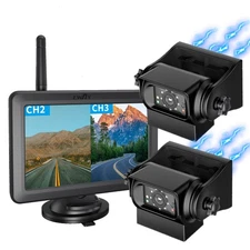2 Magnetic Wireless Backup Cameras HD1080P w/ 5" Split Screen Monitor Portabl...