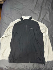 Nike Black Gray Full Zip Windbreaker Jacket Mens Large Swoosh Track Jacket