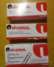 Lot of 2 5000-Pk EACH, Universal Standard Count Staples  Jumbo Paper Clips NEW