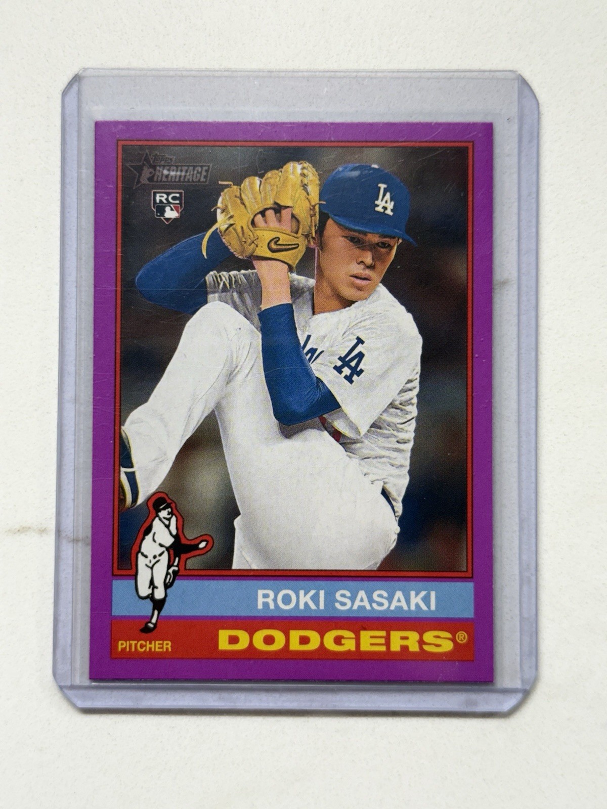 2025 Topps Heritage - #224 Roki Sasaki [RC] - Light Purple Border - LA Dodgers