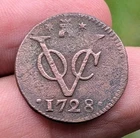 1728 Dutch Netherlands VOC LUCTOR et Emergo Duit EARLY DATE Cooper Coin_z897