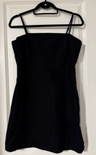 Nova Vintage Square Neck Mini Black Spaghetti Strap Dress Size Small