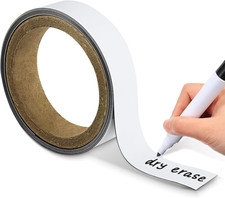 Dry Erase Labels, Magnetic Roll, Magnet Strip, Glossy White, Write on Labels, Wi