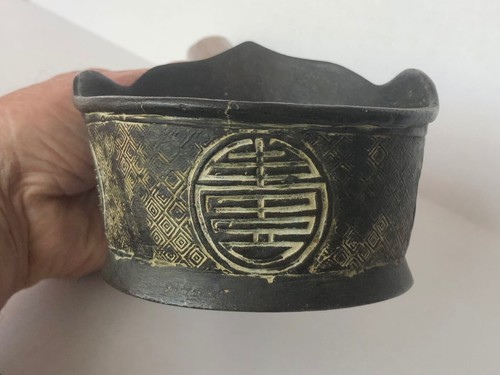 ANTIGUO vintage o antiguo CHINO bronce dragón HIERRO DE SEDA mango de bambú bonita pátina - Imagen 2 de 8