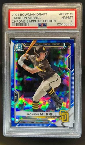 2021 Bowman Draft Sapphire Jackson Merrill Chrome 1st #BDC-119 Padres PSA 8