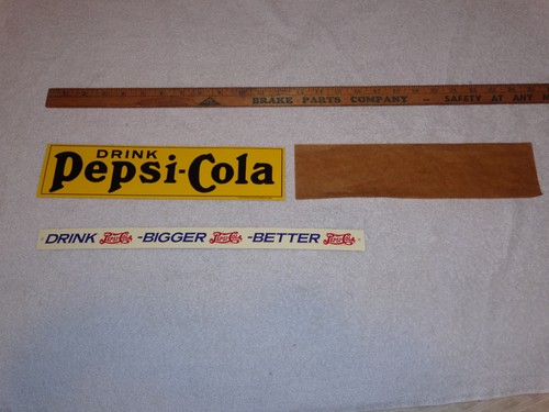 ANTIQUE ORIGINAL DRINK PEPSI COLA 11.5" X3" METAL SODA SIGN CHAS W SHONK CHICAGO - Picture 4 of 20