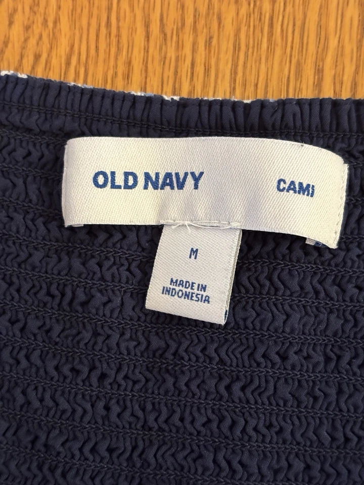 Old Navy Sundress Sz M Cami Blue Floral Smocked Dress Cottagecore Tiered - Image 3 of 4