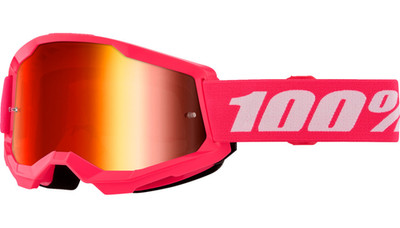 100% STRATA 2 Goggle -PINK- Offroad MX Motocross - Anti-Fog MIRROR Lens